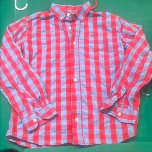 Tommy Hilfiger Kids Red and Blue Plaid Button-Down Shirt